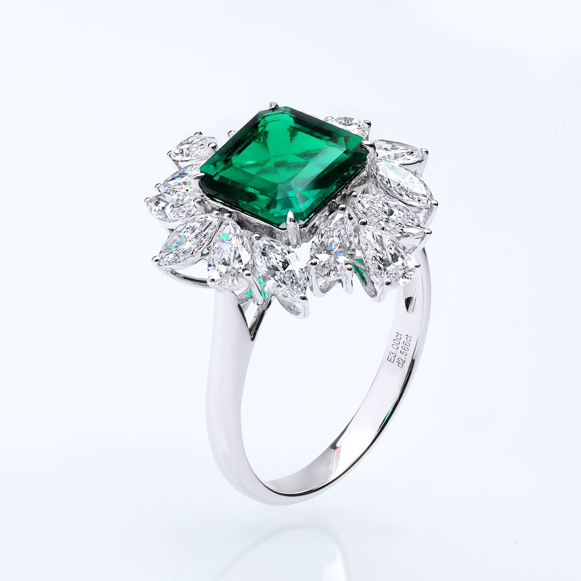 CLR-600-Women's Emerald Ring培育女戒-1 (1)