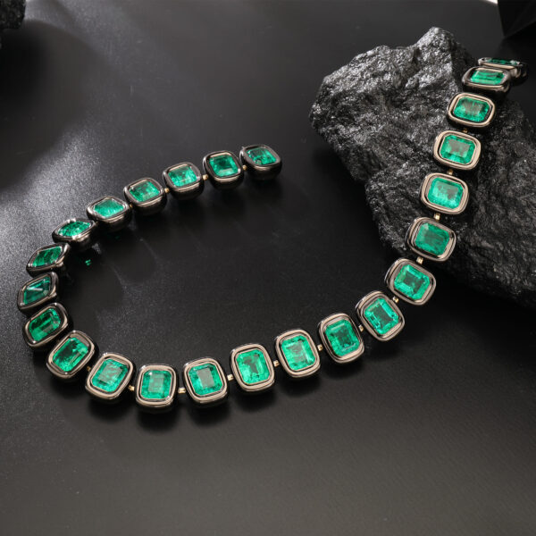 CLN-64 | Lab-Grown Emerald Necklace – Timeless Tennis Chain Design