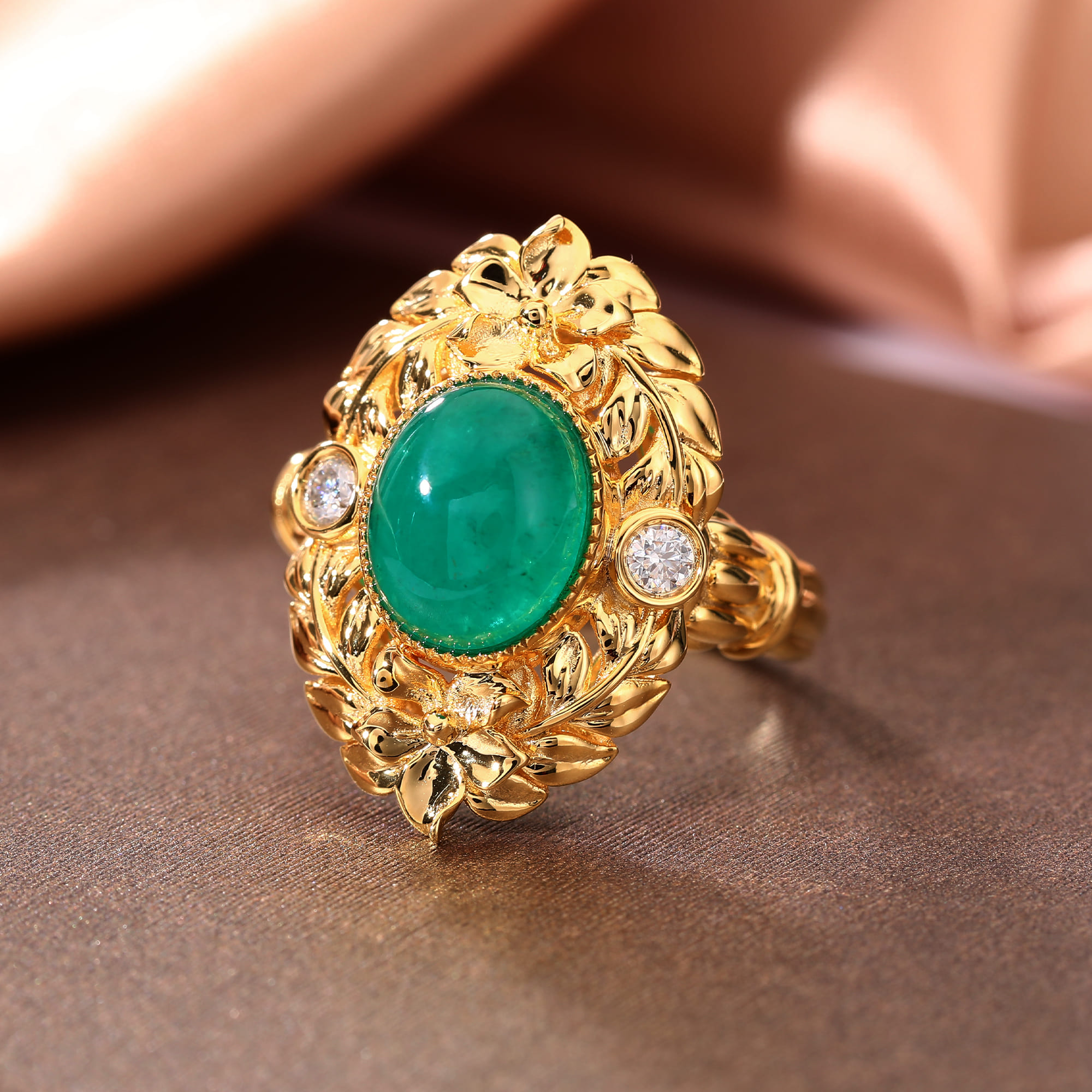 antique emerald gold ring古法镀金彩宝戒指 (8)